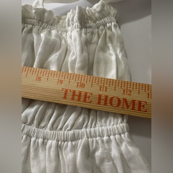 Faithful The Brand Camille Elegant White Linen Ruffle Strap Tank Top. Cropped - Picture 13 of 16